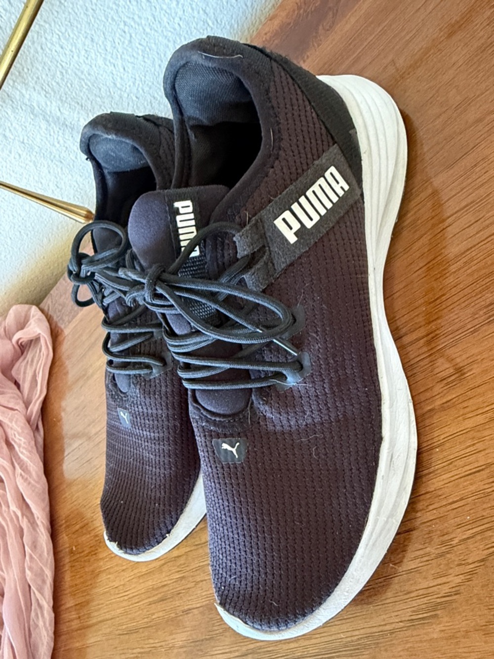 BACK TO SCHOOL SALE Puma Women’s Black Mesh Knit Lace-Up Sneakers Size 7.5 - Picture 8 of 10